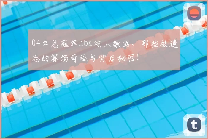 04年总冠军nba湖人数据，那些被遗忘的赛场奇迹与背后秘密！